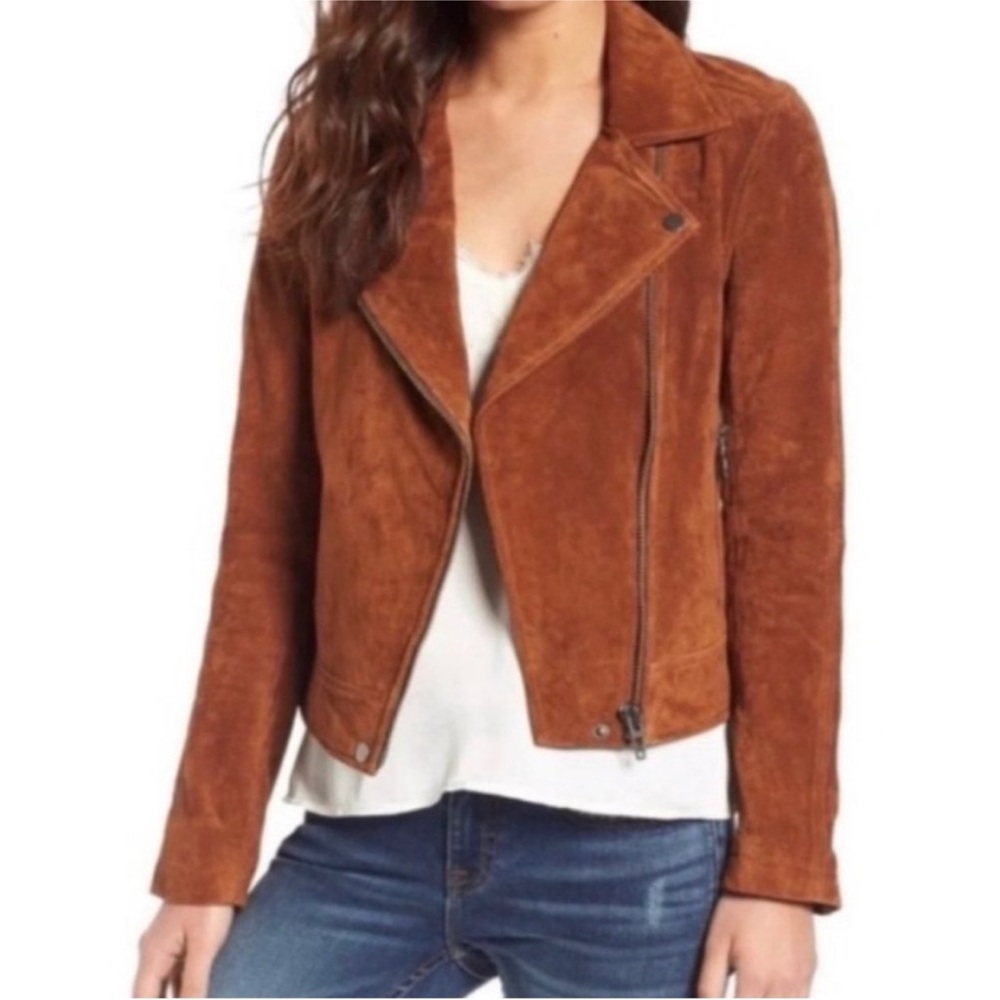 Blanknyc suede moto jacket spice color